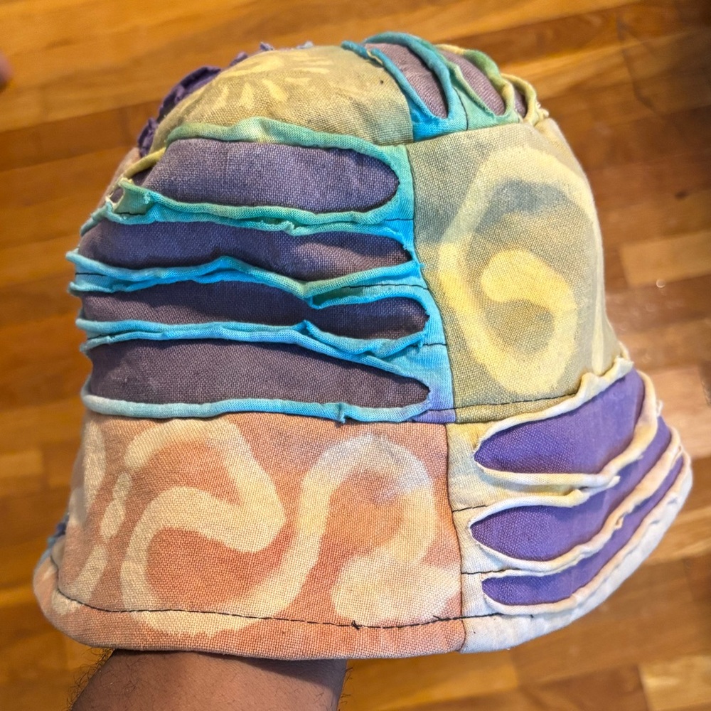 Crazy Cotton Patchwork Bucket Hat With Leaf Design - image 2